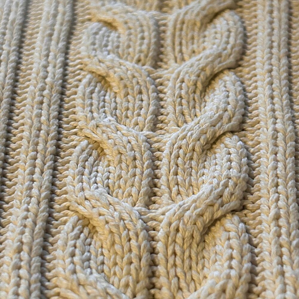 Lands’ End Vintage Cable Knit Zip Cardigan 100% Cotton Made in Japan Petite SZ S - Picture 6 of 11